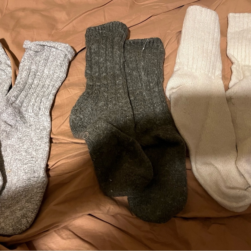 Three pairs barely worn rag wool socks . All in excellent condition size L- XL